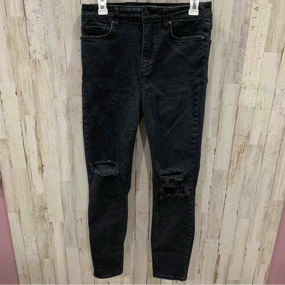 Revolve Paige Margot Ankle Skinny Dark Out Destructed Distressed Jeans